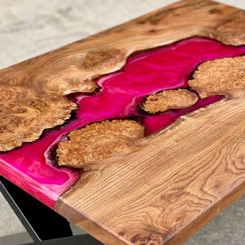 Burr Elm & Hot Pink River Coffee Table