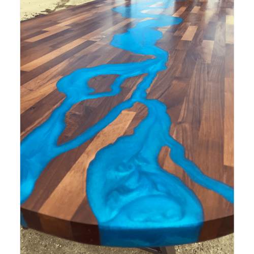 Marshbeck Walnut & Blue Resin River Dining Table Marshbeck