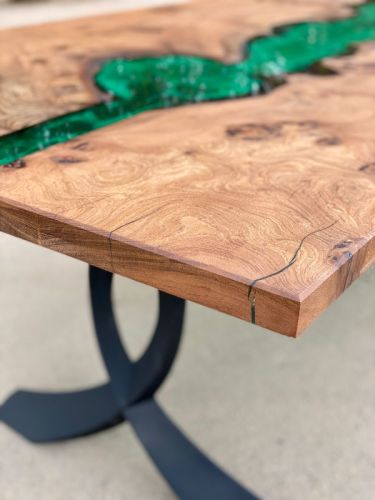 Elm & Kryptonite Green Resin Dining Table