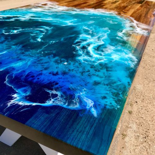 Ocean Resin & Zebrano Dining Table