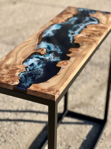 Elm & Deep Sea Resin Console Table