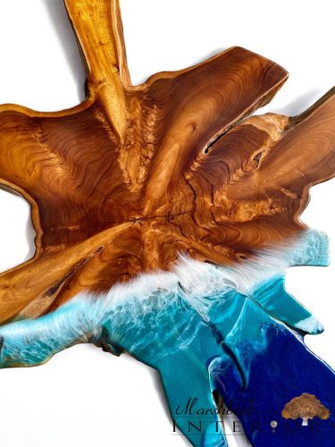 Teak & Resin Ocean Art Coffee Table