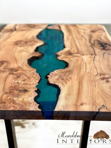 Elm & Clear Blue River Dining Table