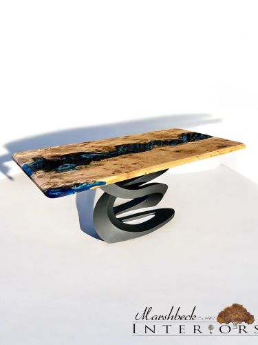 Oak & Deep Sea River Dining Table