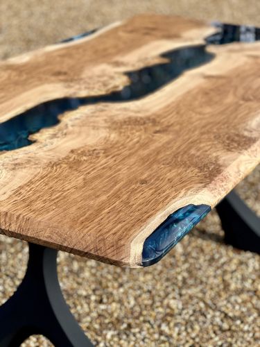 Oak & Multi-Blue River Dining Table