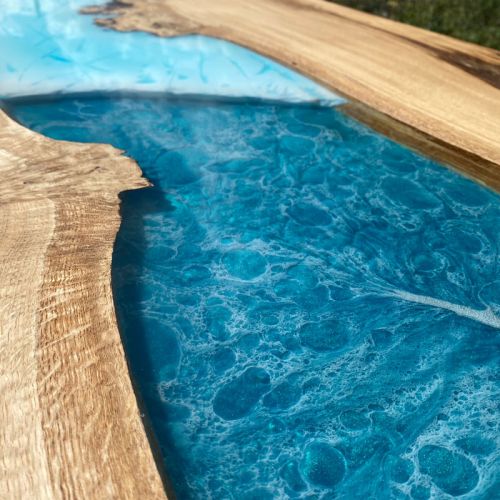 Burred Oak & Resin Glacier Desk