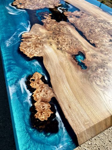 Wild Elm & Ocean Art River Dining Table