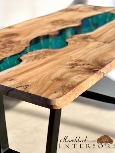 Elm & Clear Blue River Dining Table