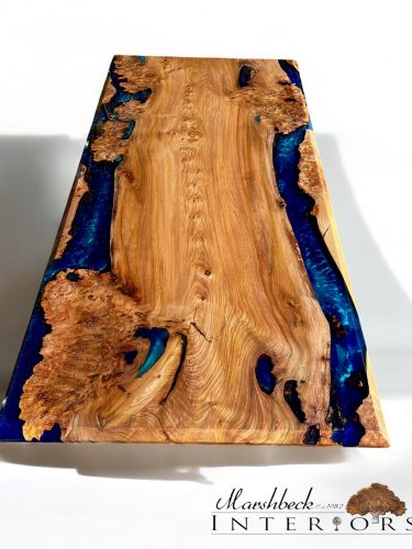 Ancient Elm & Multi Blue River Dining Table