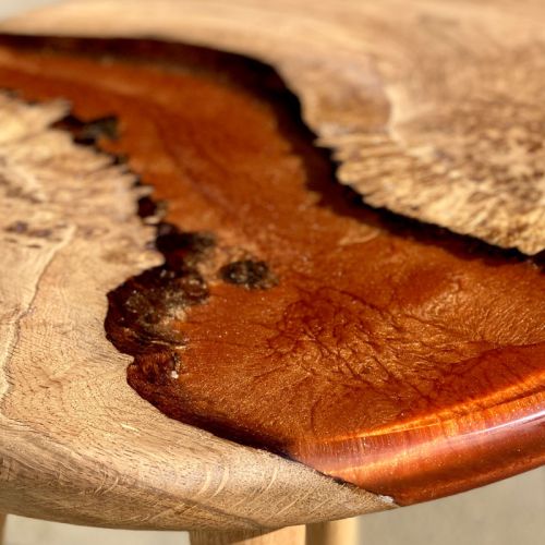 Bespoke Pair of Copper & Burr Oak Side Tables