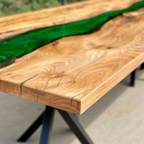 Elm & Kryptonite Green Resin River Dining Table