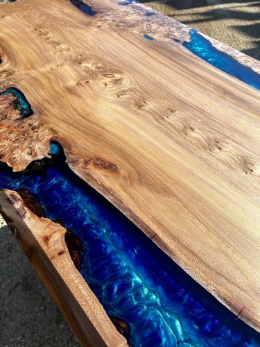 Ancient Elm & Multi Blue River Dining Table
