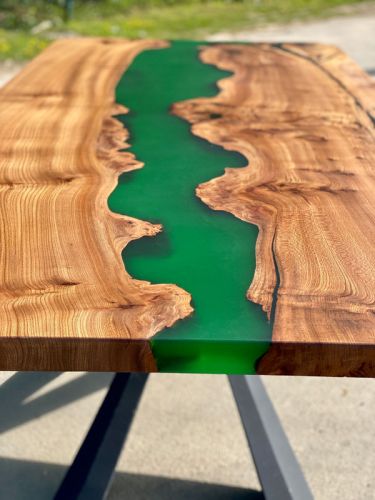 Frosted Green Dining Table with Lights