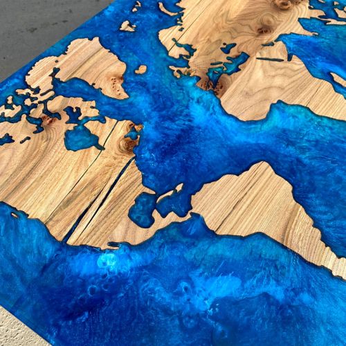 World Map Elm & Resin Coffee Table