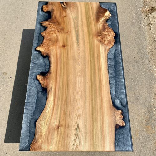 Single Slab Elm & Terminator Silver River Coffee Table