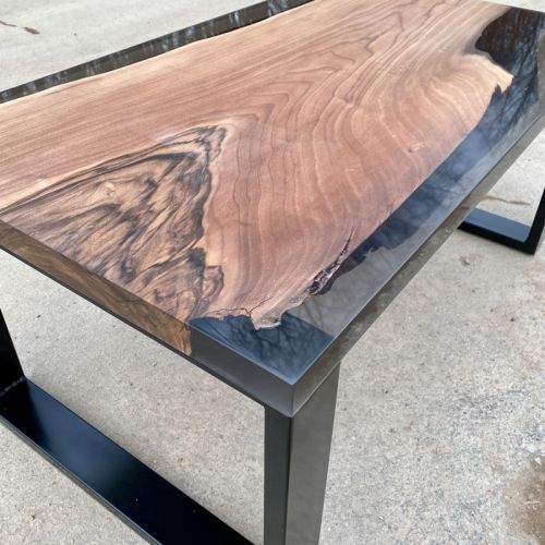 Walnut & Smokey Grey Resin Coffee Table