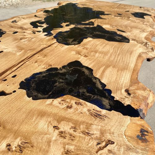 Burr Oak World Map Dining Table