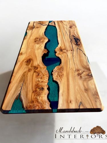 Elm & Clear Blue River Dining Table