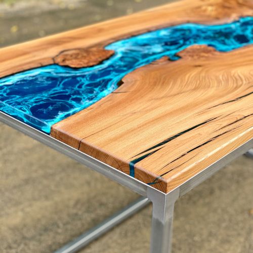 River Desk in Burr Elm Deep Sea Art