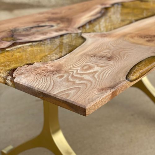 Molten Gold Elm River Dining Table