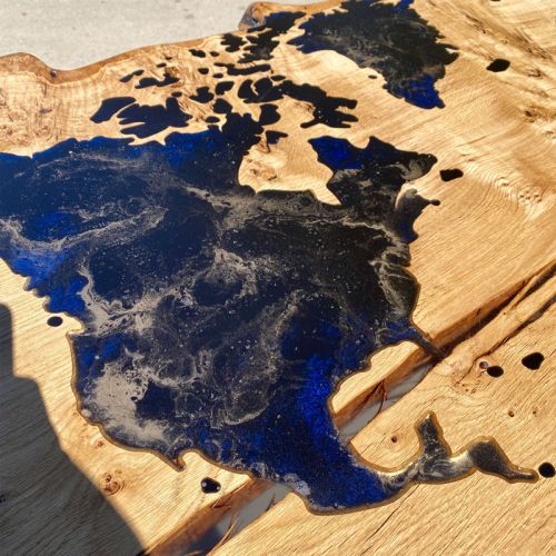 Burr Oak World Map Dining Table