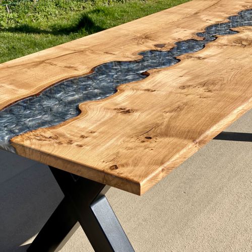 Oak Burr & Silver River Dining Table