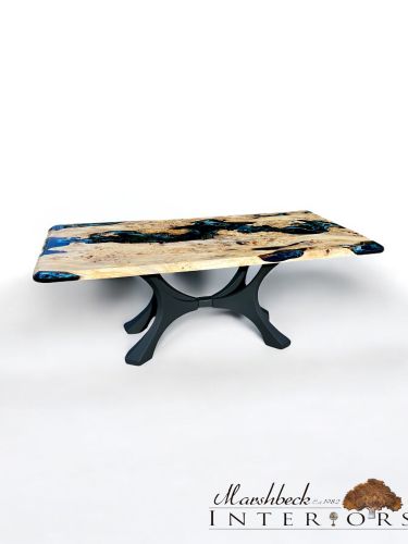 Burr Chestnut & Midnight Sea River Dining Table