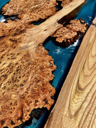 Wild Elm & Ocean Art River Dining Table