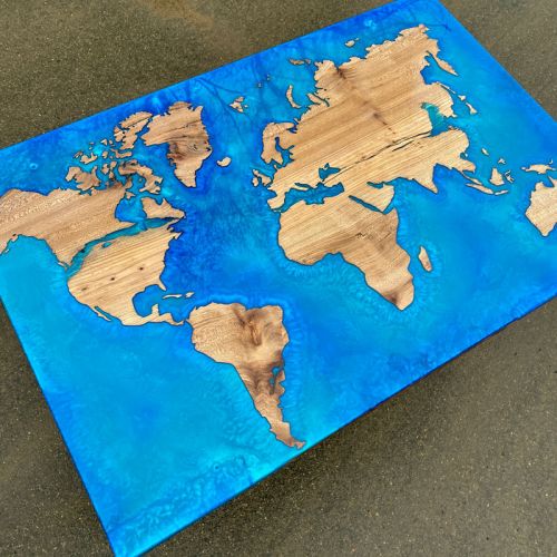 Elm World Map Dining Table or Desk