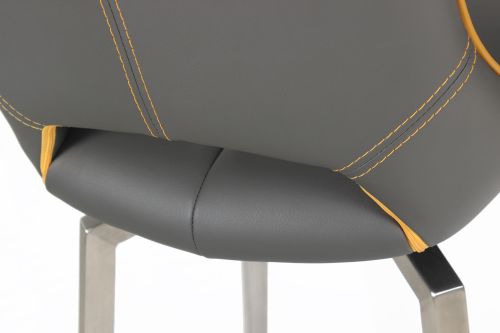 Mako Swivel Self-returning Leather Effect Bar Stool, Graphite Grey