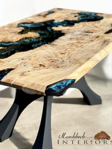 Burr Chestnut & Midnight Sea River Dining Table