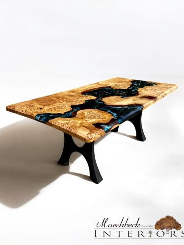 Burr Oak & Midnight Sea River Dining Table