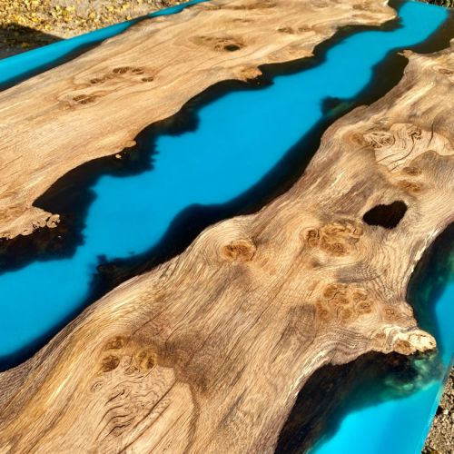 Oak & Glacier Blue River Dining Table