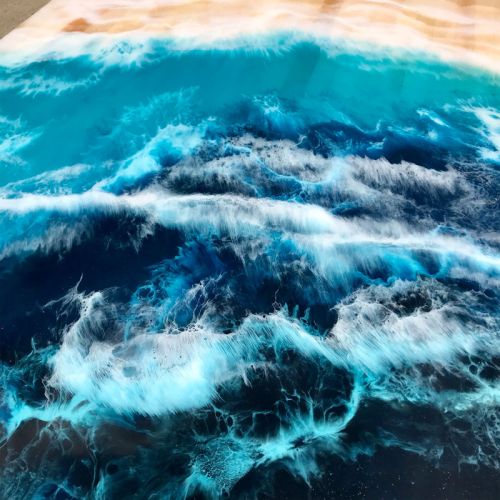 Maple & Resin Ocean Artwork Dining Table