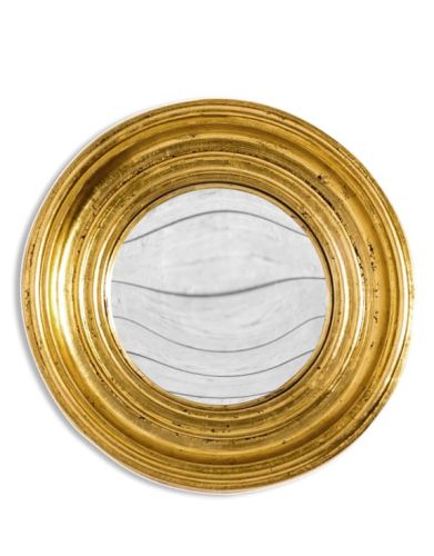 Round Antiqued Gold Convex Mirror