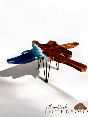 Teak & Resin Ocean Art Coffee Table