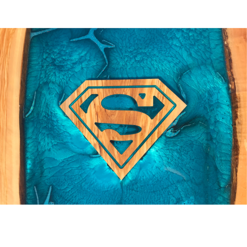 Olive Wood & Resin River Dining Table  Superman!