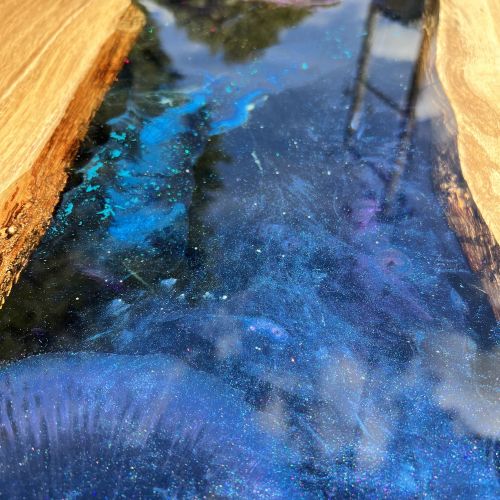 Oak & Galaxy Resin Dining Table