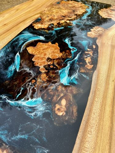 Burr Elm Islands River Dining Table