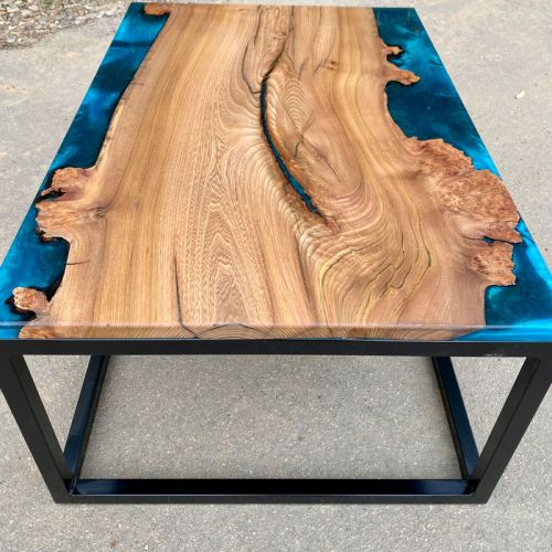 Single Slab Elm & Reef Blue Coffee Table