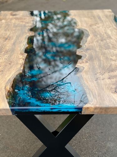 Tinted Oak & Galactic Blue Dining Table
