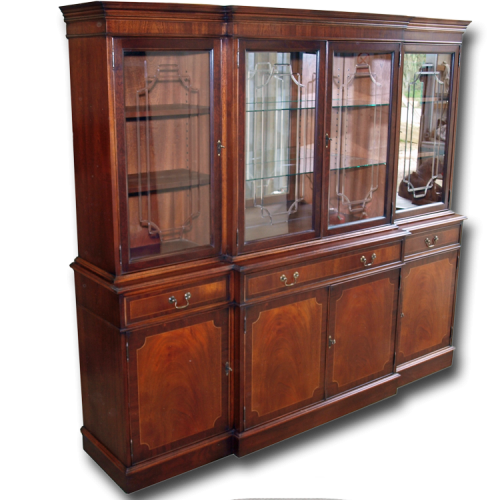 Antique Reproduction 84 Breakfront Regency Glazed Bookcase