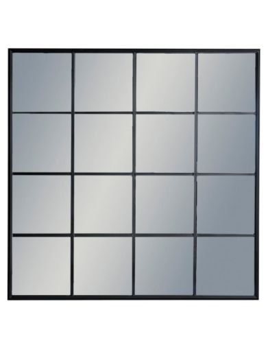 Large Black Square Metal Window Mirror