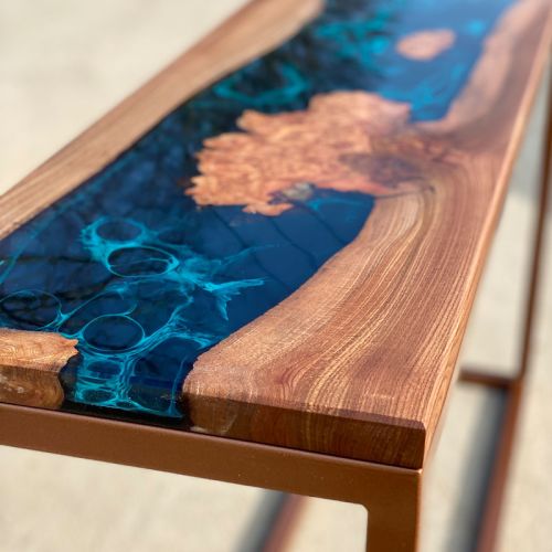 Elm & Glactic Blue River Console Table