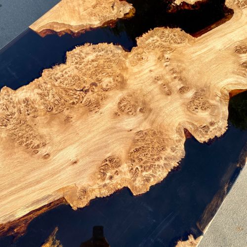 Burr Oak Islands Dining Table Black Resin