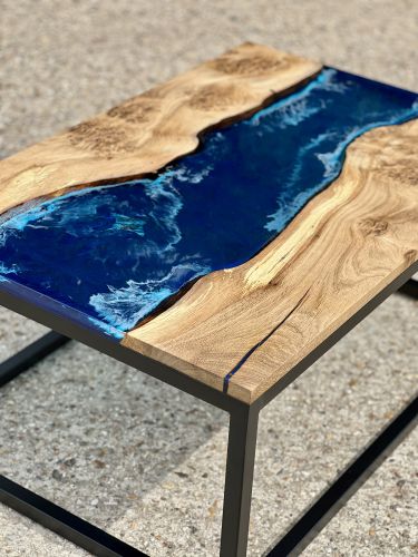 Burr Elm & Deep Sea Coffee Table