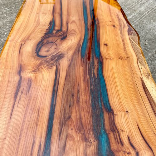 Yew Dining Bench With Resin Detail