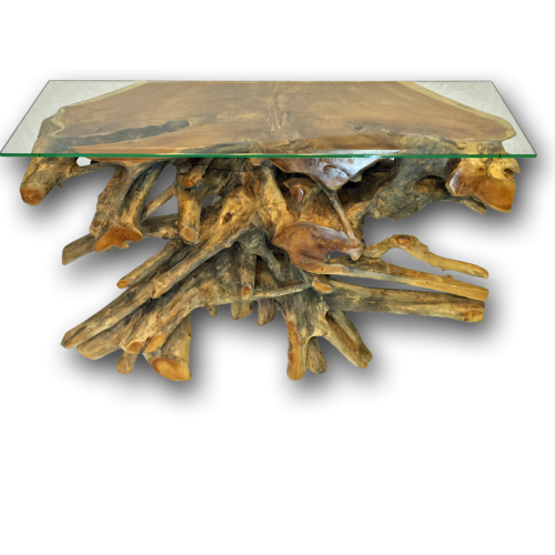 Teak Root Console Table with Glass (2 Sizes)