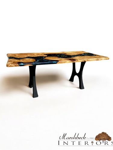 Burr Oak & Midnight Sea River Dining Table