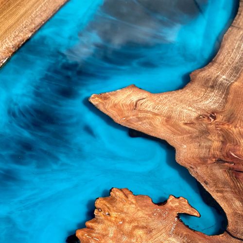 Galactic Blue & Burr Elm River Coffee Table